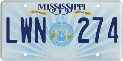 MS license plate LWN274