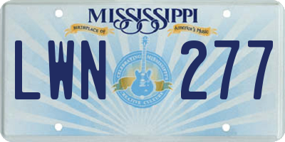 MS license plate LWN277