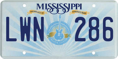 MS license plate LWN286