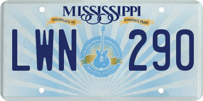 MS license plate LWN290