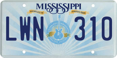 MS license plate LWN310