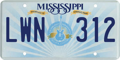 MS license plate LWN312