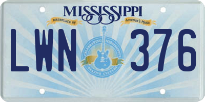 MS license plate LWN376
