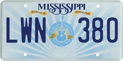 MS license plate LWN380