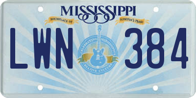 MS license plate LWN384