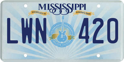 MS license plate LWN420