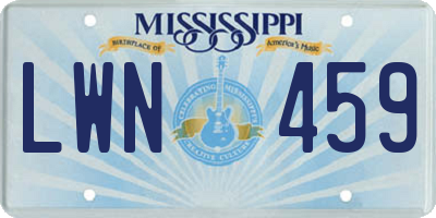 MS license plate LWN459