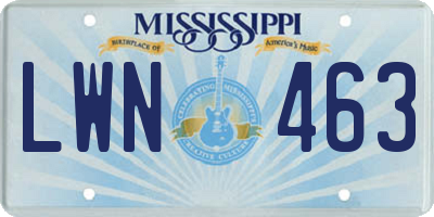 MS license plate LWN463