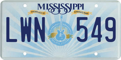 MS license plate LWN549