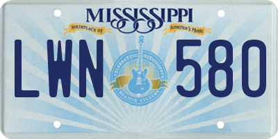 MS license plate LWN580