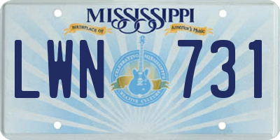 MS license plate LWN731