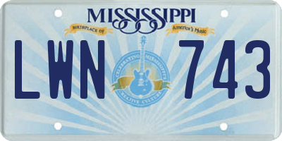 MS license plate LWN743