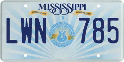 MS license plate LWN785