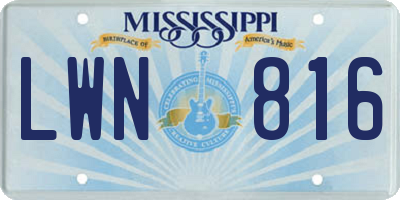 MS license plate LWN816