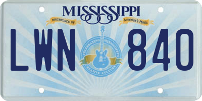 MS license plate LWN840
