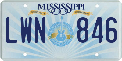 MS license plate LWN846