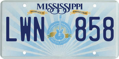 MS license plate LWN858