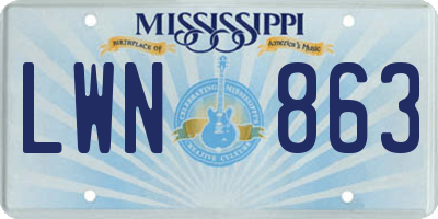 MS license plate LWN863