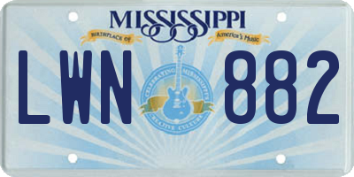 MS license plate LWN882