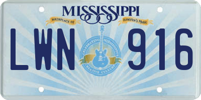 MS license plate LWN916