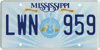 MS license plate LWN959