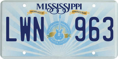 MS license plate LWN963
