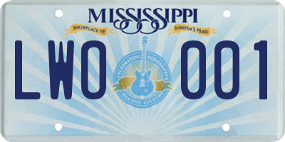 MS license plate LWO001