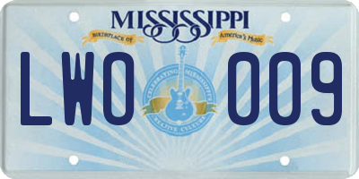MS license plate LWO009