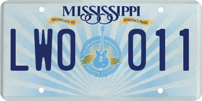 MS license plate LWO011