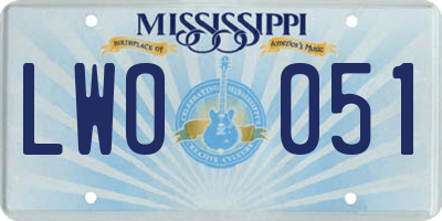 MS license plate LWO051