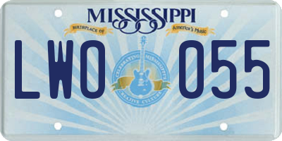 MS license plate LWO055