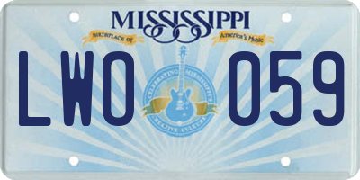 MS license plate LWO059