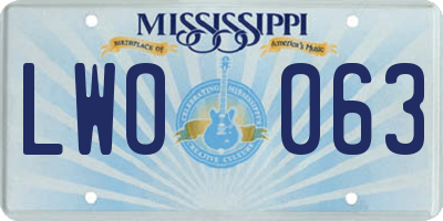 MS license plate LWO063
