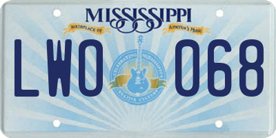 MS license plate LWO068