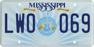MS license plate LWO069