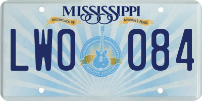 MS license plate LWO084