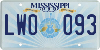MS license plate LWO093