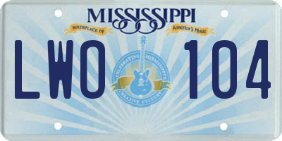 MS license plate LWO104