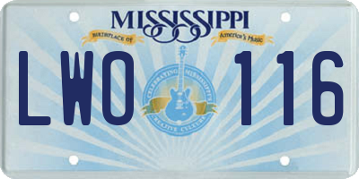 MS license plate LWO116