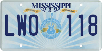 MS license plate LWO118