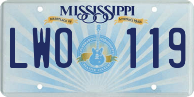 MS license plate LWO119