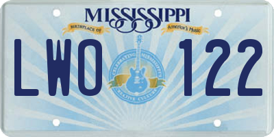 MS license plate LWO122