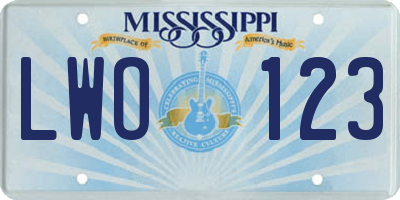 MS license plate LWO123