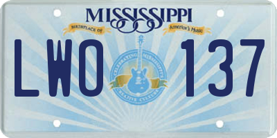 MS license plate LWO137