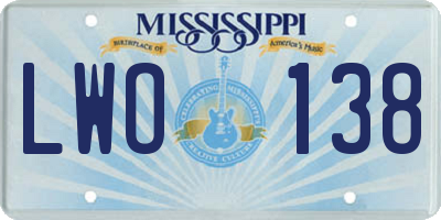 MS license plate LWO138