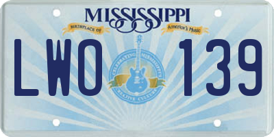 MS license plate LWO139