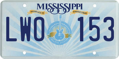 MS license plate LWO153