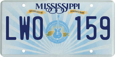 MS license plate LWO159