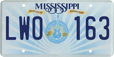 MS license plate LWO163