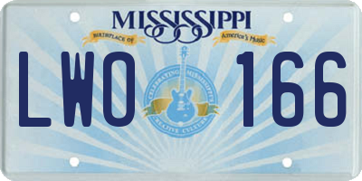 MS license plate LWO166